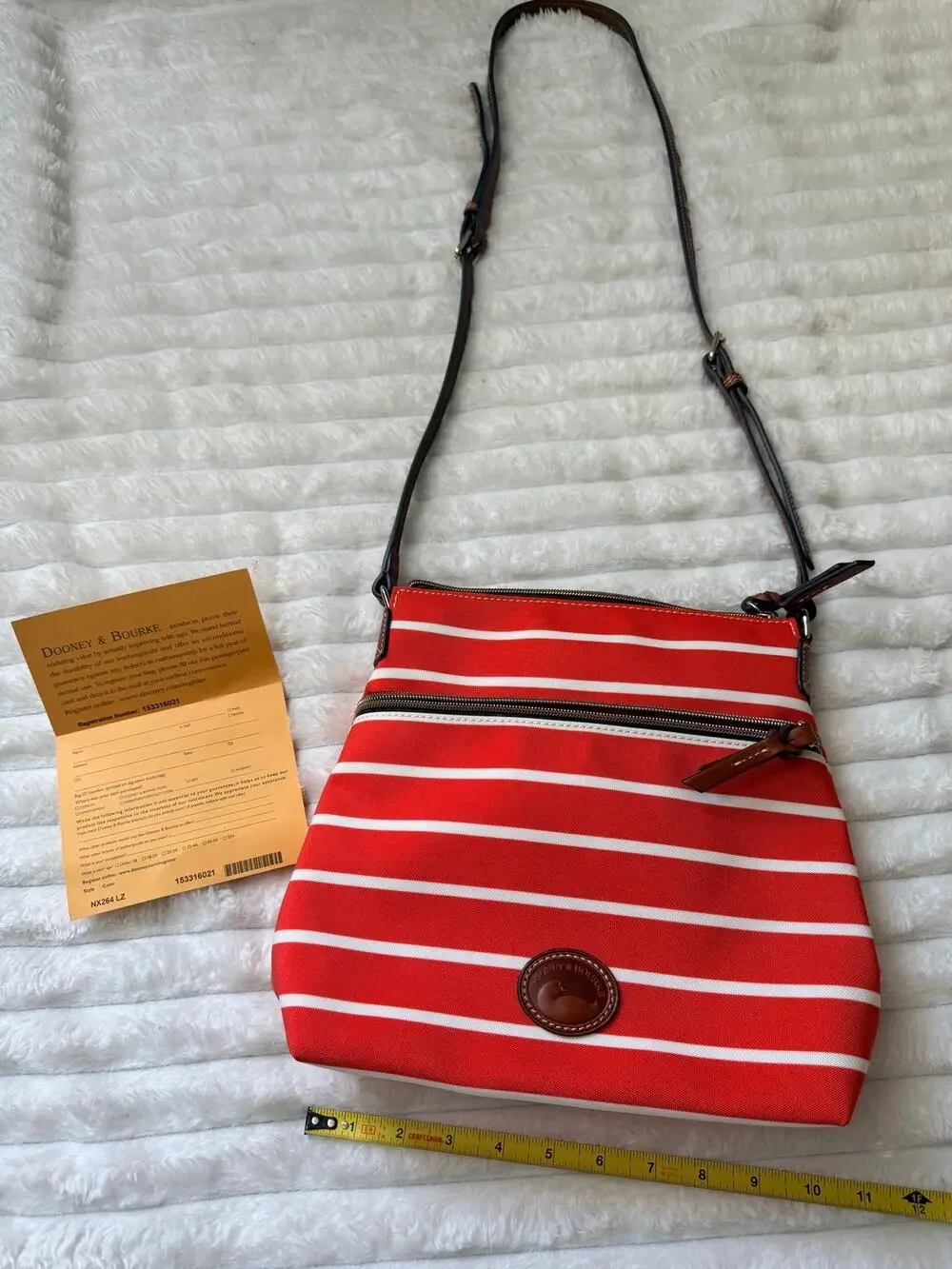 Dooney & Bourke Eastham Crossbody EUC orange white stripe crossbody fabric